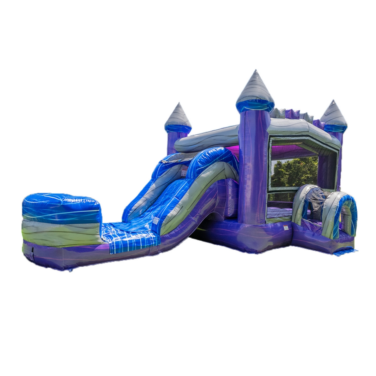 Xjump Purplish Castle Commercial Grade Bounce House Water Slide with Splash Pool for Kids and Adults (with Blower), 15oz Pvc Vinyl, Basketball Hoop, W