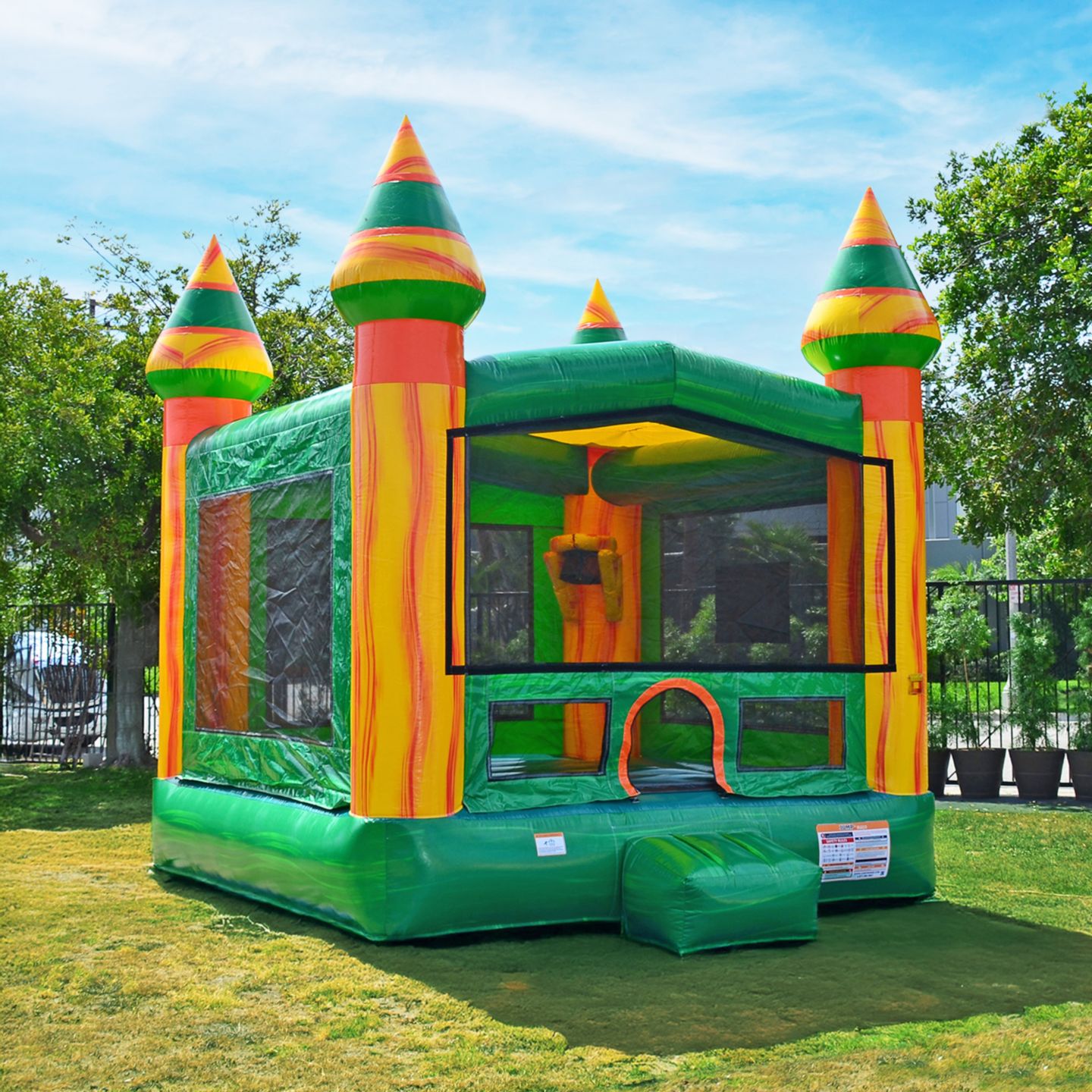 Детская игрушка Jumporange Amazon River 13'L x 13'W x 16'H Vinyl Commercial Grade Basketball Hoop With Blower Bounce House, Up to 6 People, Ages 3+, цвет: Оранжевый — фото 5