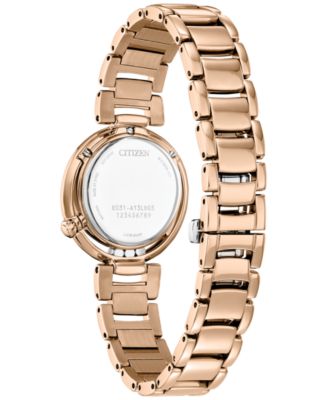 Eco-Drive Women's Arcly Diamond (1/10 ct. t.w.) Rose Gold-Tone Stainless Steel Bracelet Watch 30mm