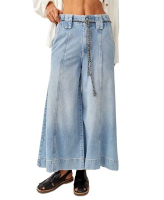 Free People - Women's Sheer Luck Cropped Wide-Leg Jeans