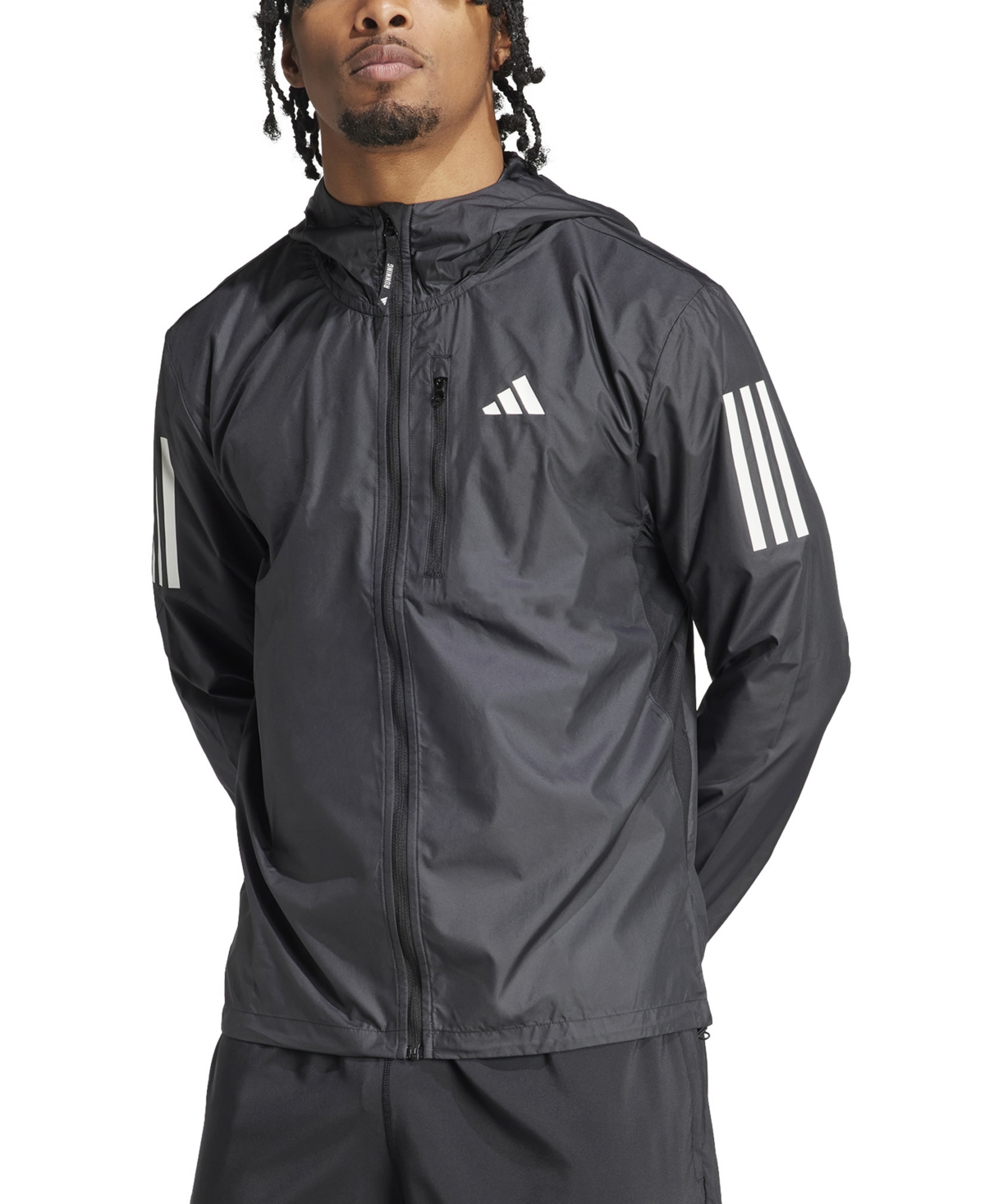 Adidas Originals Men's Own The Run Wind-resistant Jacket In Black