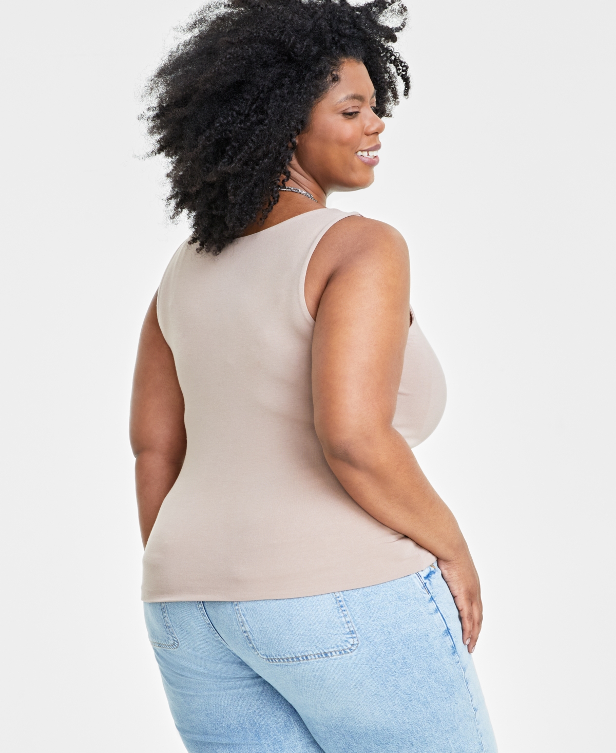 On 34th Trendy Plus Size Longline Scoop-Neck Tank, Created for Macy's