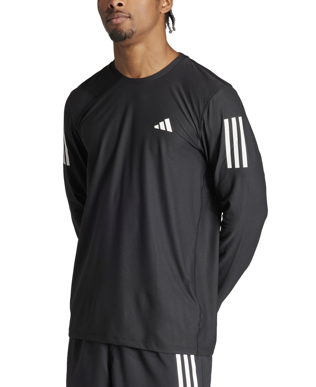 Shop Adidas Originals Men's Own The Run Moisture-wicking Long-sleeve T-shirt In Black