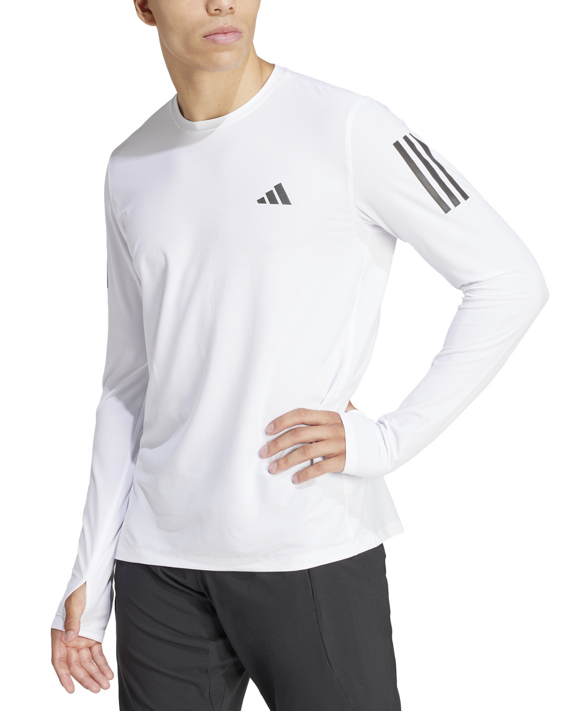 Shop Adidas Originals Men's Own The Run Moisture-wicking Long-sleeve T-shirt In White
