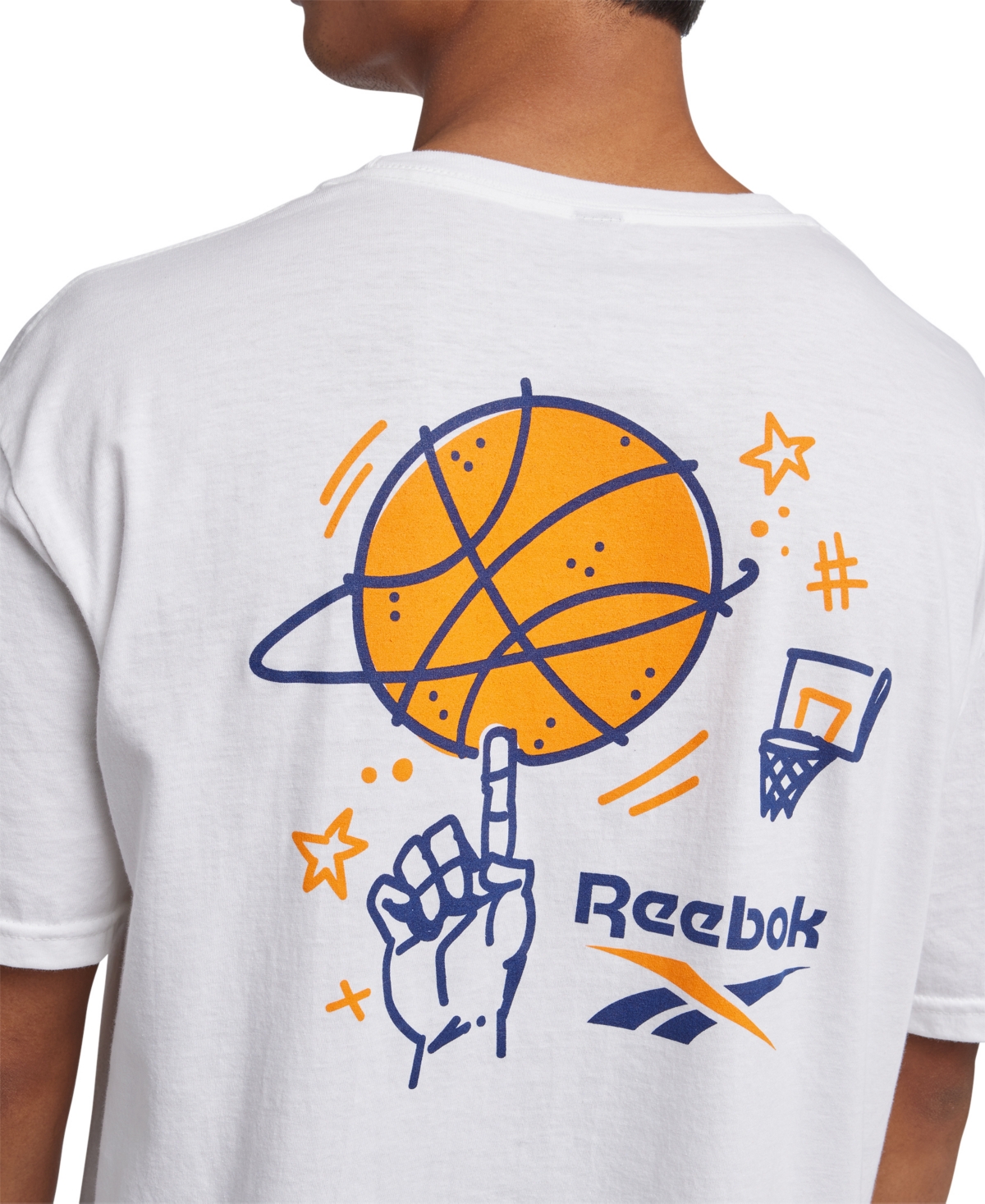 Reebok Men's Spinster Classic Logo Graphic T-Shirt -navy/orange