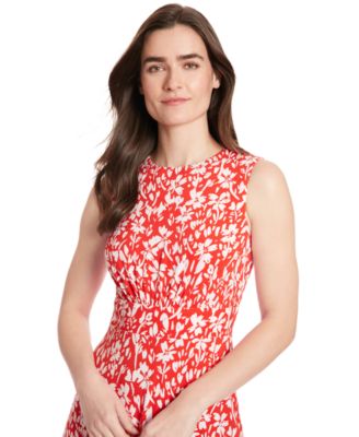 Women's Floral-Print Jewel-Neck Midi Dress