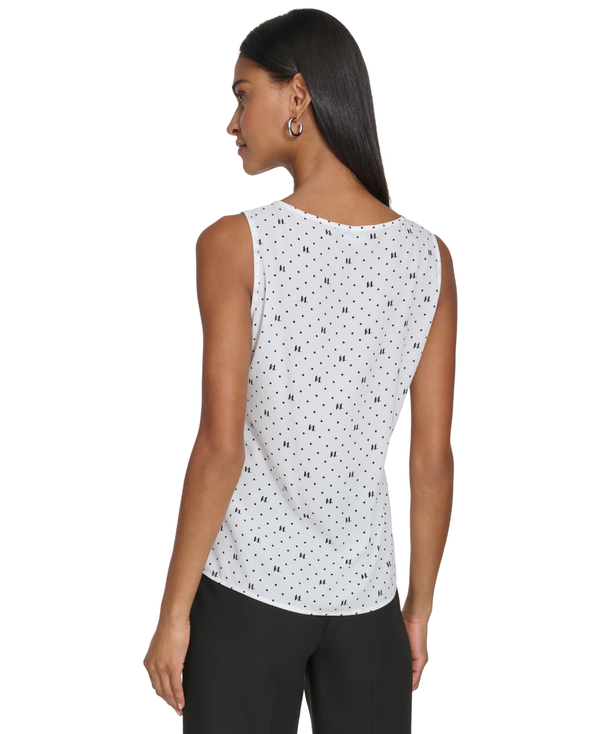 Karl Lagerfeld Women's Dotted Monogram-print Tank Top In White,black