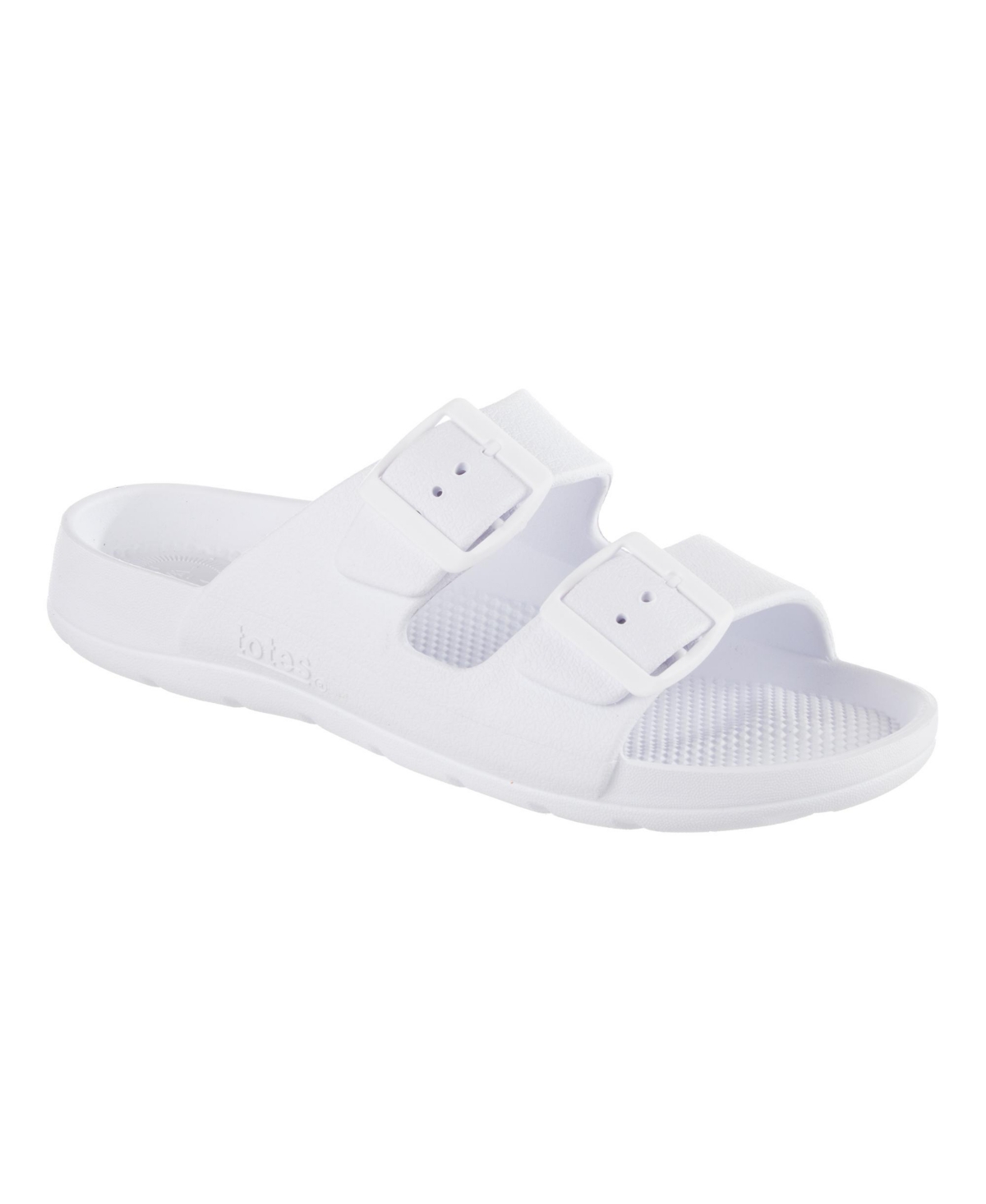 Totes Women's Double Buckle Adjustable Slide With Everywear In White