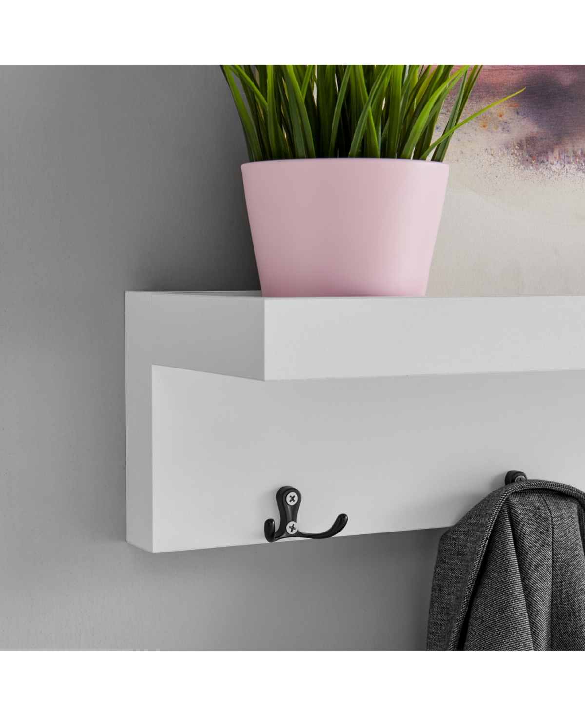 Shop Danya B Wall Mounted Coat Rack With Decorative Ledge Shelf In White