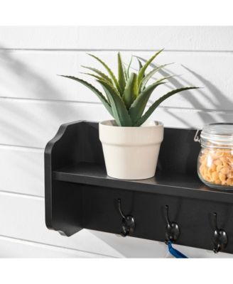 Entryway Floating Utility Wall Shelf with Hooks