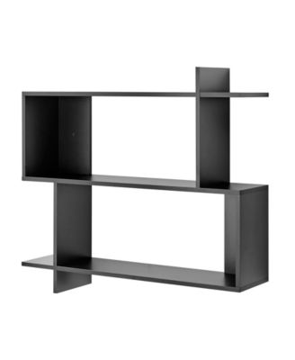 Manasa Floating Geometric Kilter Two-Tier Wall Shelf