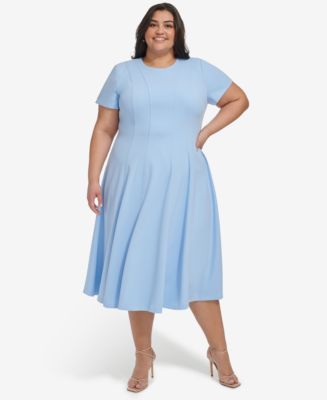 Flare Dress Macy's Calvin Klein Plus Size Dress Plus Size Dot-Print Fit  Flare Dress
