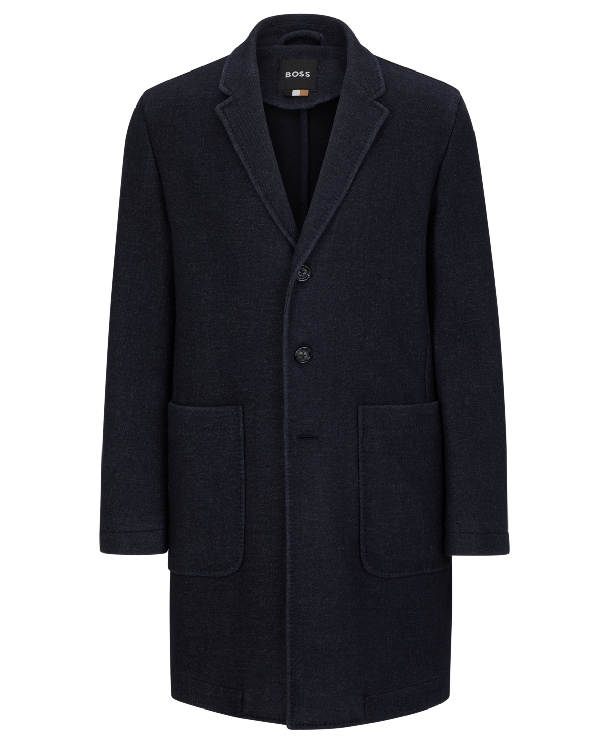 Shop Hugo Boss Boss By  Men's Micro-patterned Slim-fit Coat In Dark Blue
