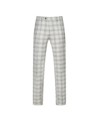 Men's 2 Piece Slim Fit Grey Check Double Breasted Suit