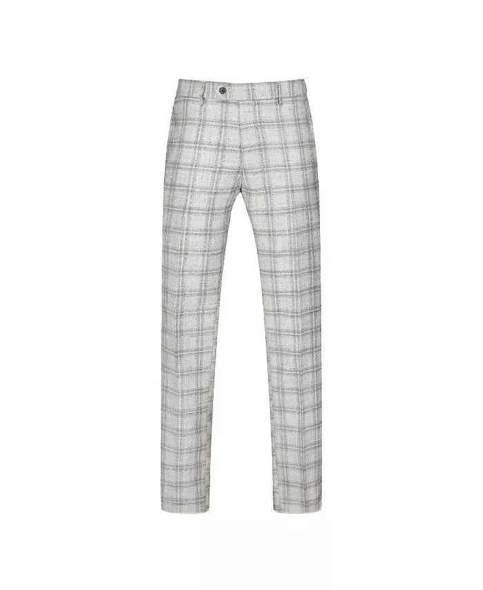 Men's 2 Piece Slim Fit Grey Check Double Breasted Suit - thumbnail 5