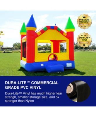 HeroKiddo Castle Commercial Grade Bounce House for Kids and Adults (with Blower), Basketball Hoop, Outdoor Indoor, Birthday Party, Rental Quality, Big Inflatable, All Seasons