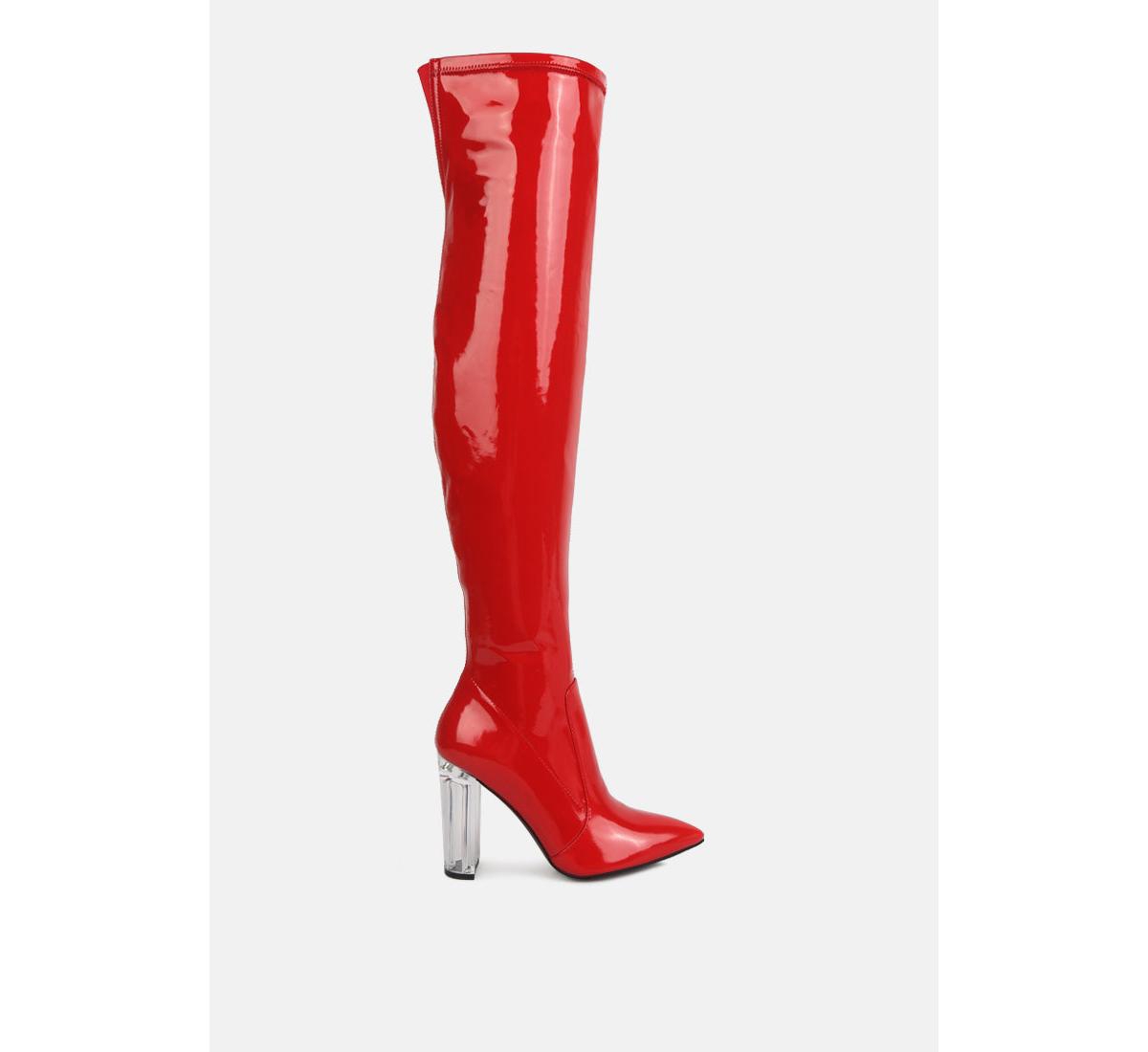 London Rag Noire Thigh High Long Boots In Patent Pu