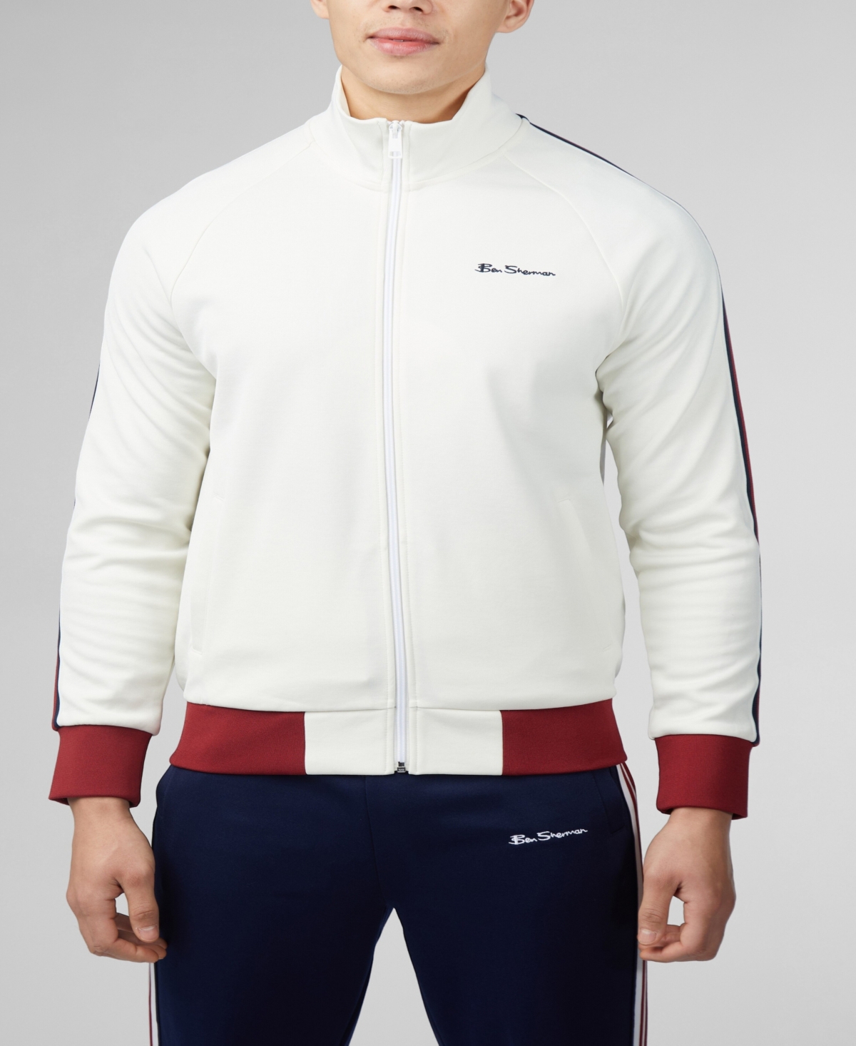 Ben Sherman Taped Tricot Track Jacket In Ivory
