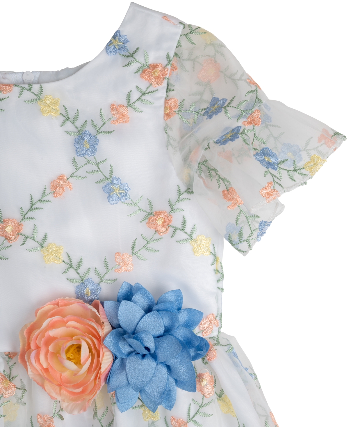 Rare Editions Little Girls 3D Floral Embroidered Social Dress