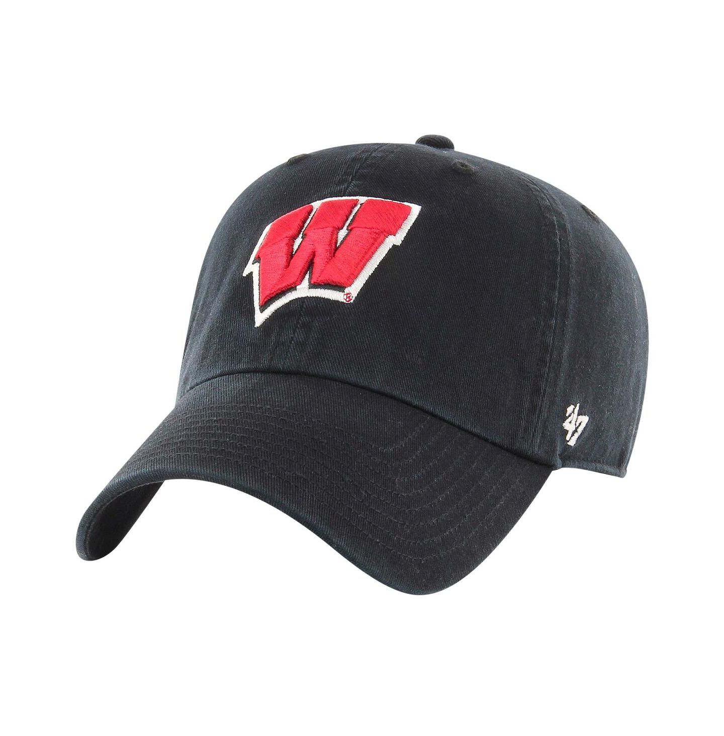 Мужская кепка '47 Brand Black Wisconsin Badgers Vintage-Like Clean Up Adjustable Hat — фото 1