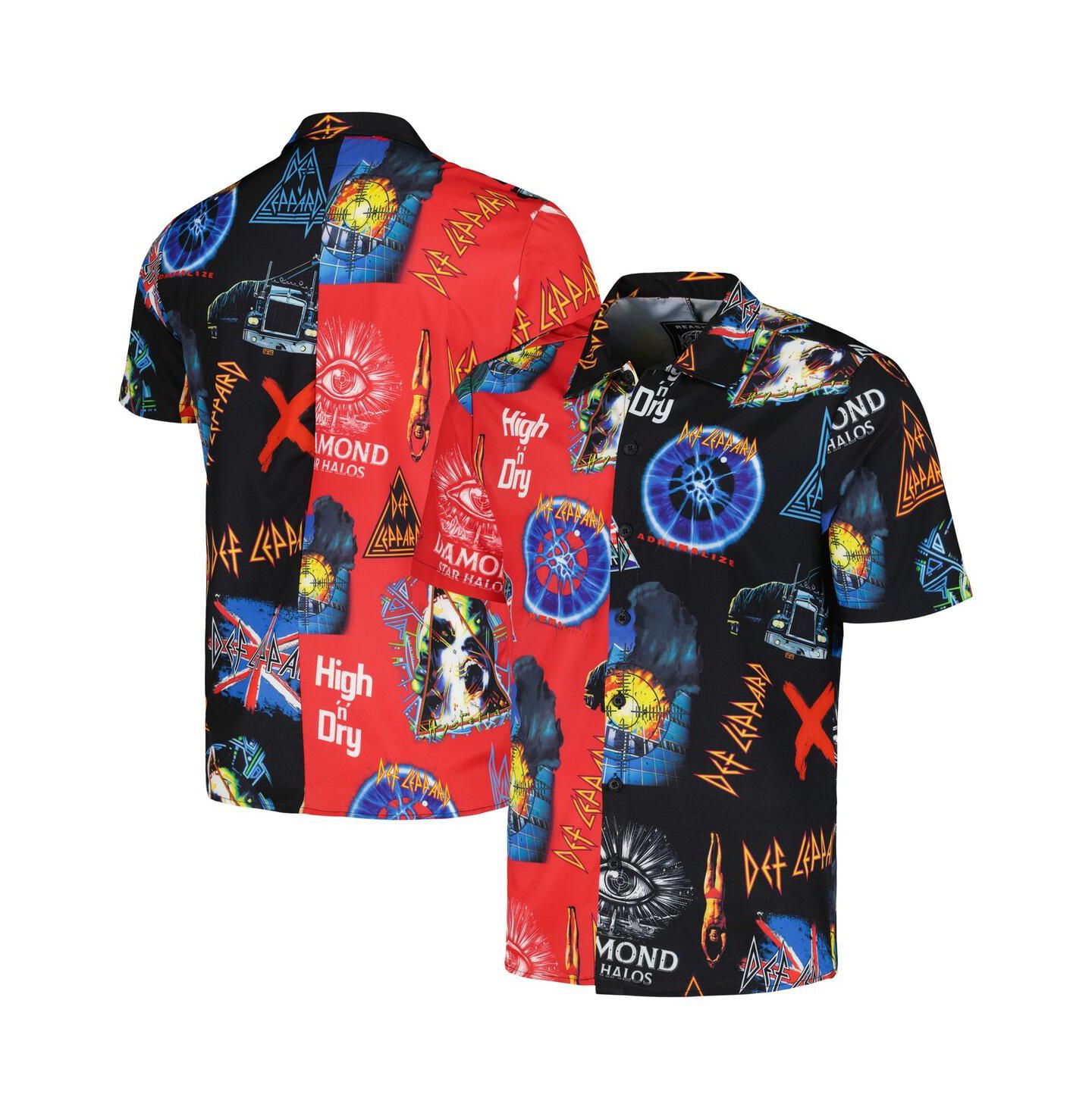 Рубашка Reason Black, Red Def Leppard All-Over Print Woven Button-Up — фото 1