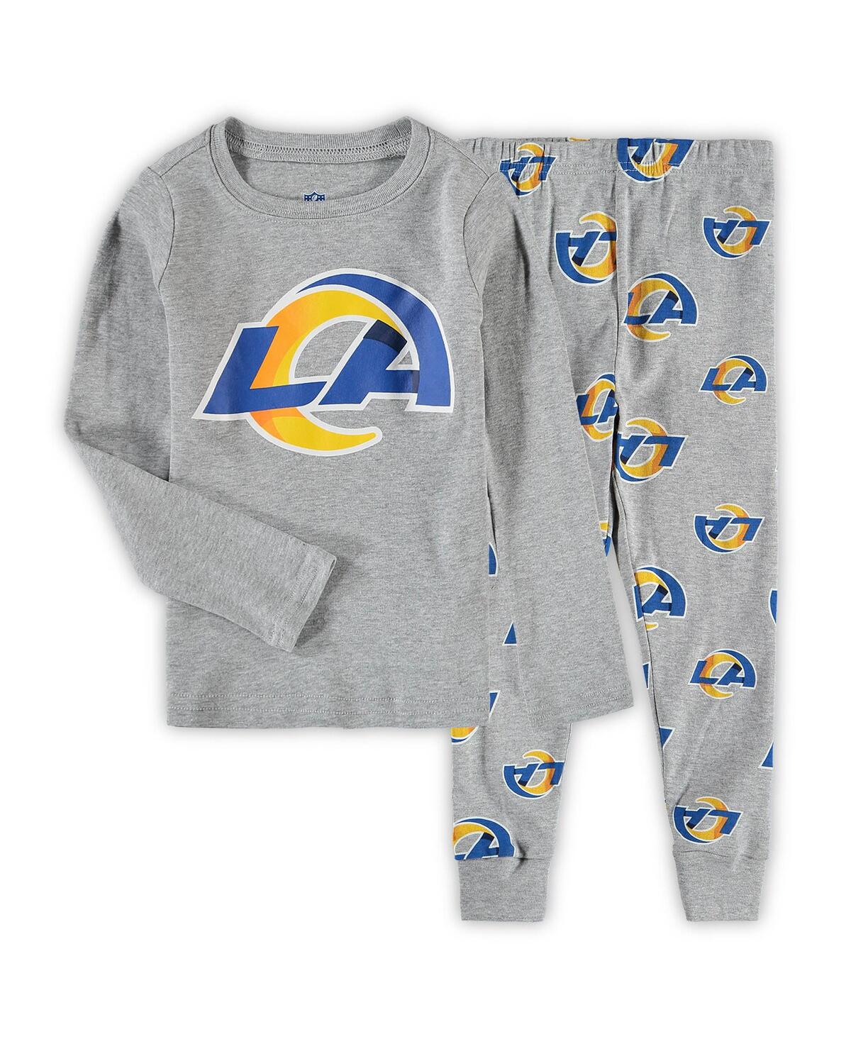 Shop Outerstuff Little Boys And Girls Gray Los Angeles Rams Long Sleeve T-shirt And Pants Sleep Set