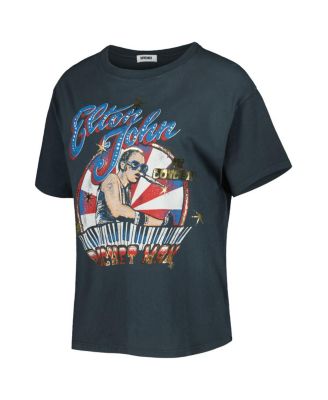 Women's Black Distressed Elton John Graphic T-shirt