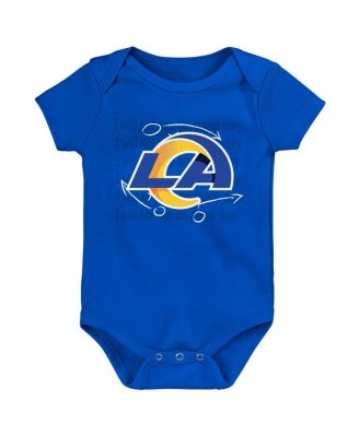 Baby Boys and Girls Gold, Royal, Heather Gray Los Angeles Rams Three-Pack Eat, Sleep and Drool Retro Bodysuit Set