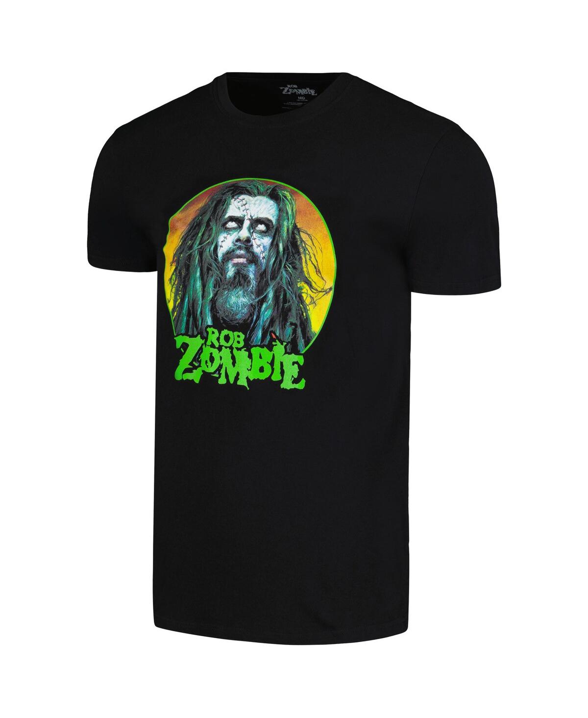 Global Merch Men's Black Rob Zombie Face T-shirt In Black