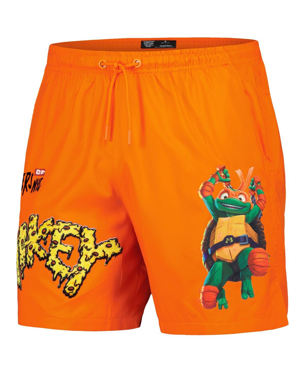 Shop Freeze Max Men's  Orange Teenage Mutant Ninja Turtles Mikey Defender Woven Shorts