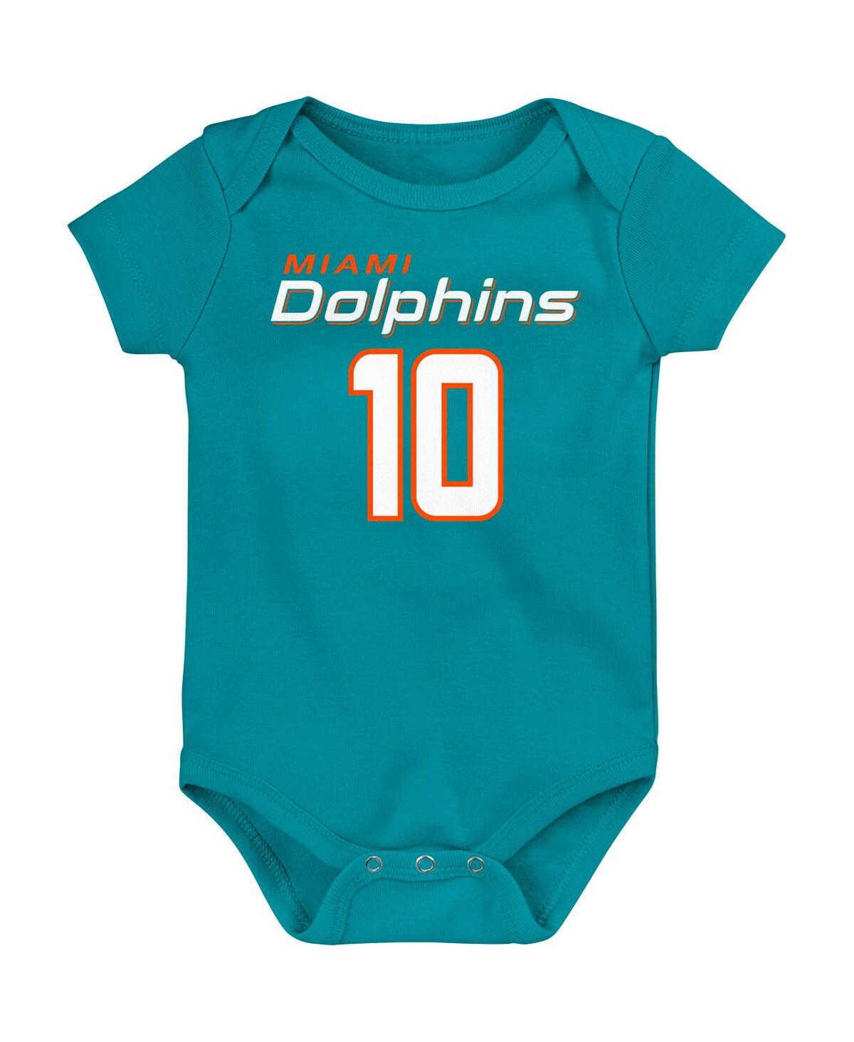 Outerstuff Newborn And Infant Navy Boys And Girls Tyreek Hill Aqua Miami Dolphins Mainliner Player Name And Num In Aqua