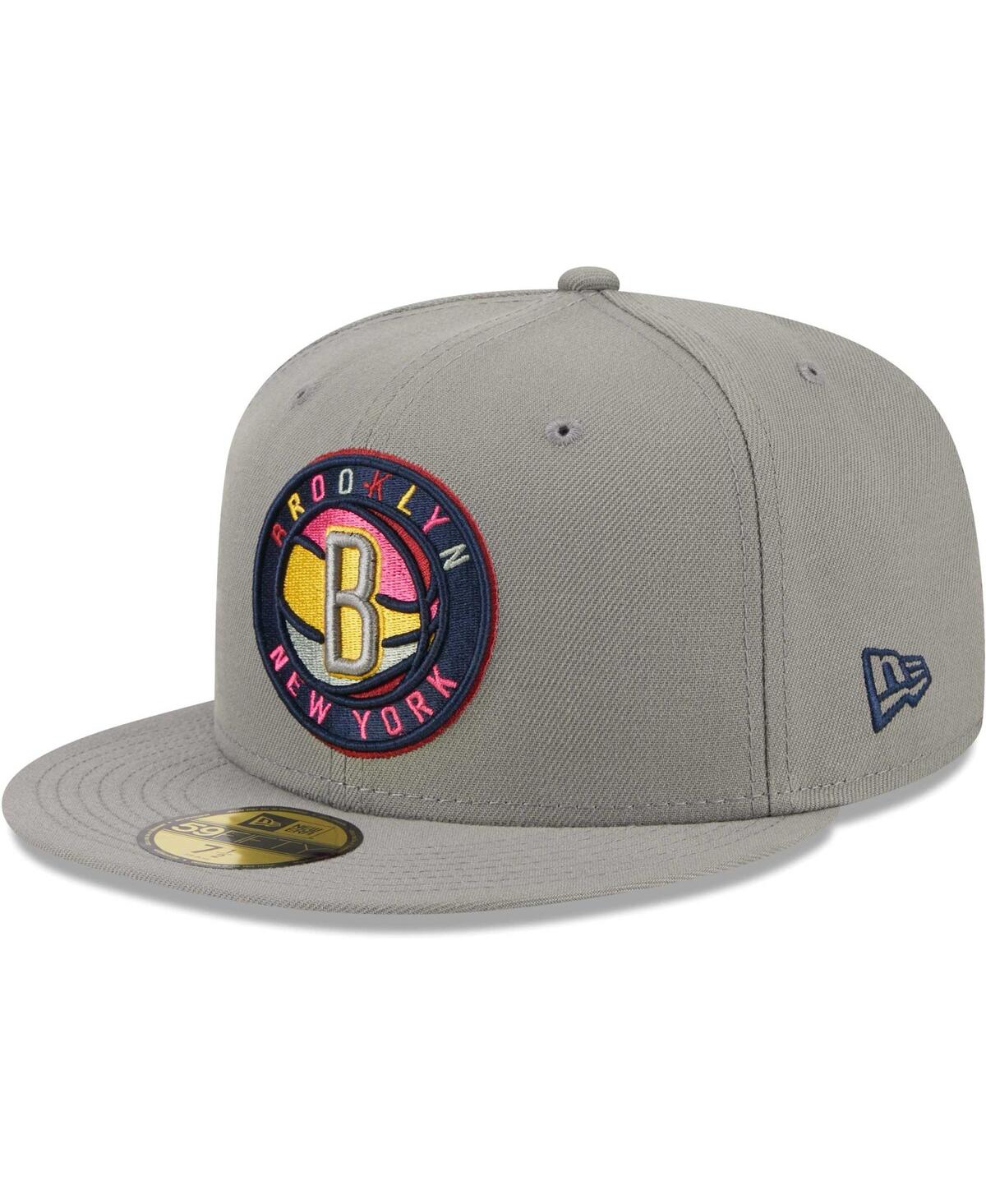 Shop New Era Men's  Gray Brooklyn Nets Color Pack 59fifty Fitted Hat