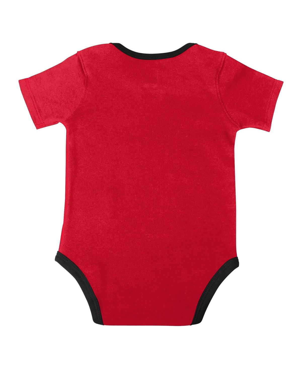 Shop Outerstuff Baby Boys And Girls Red, Black, Gray Chicago Bulls Bank Shot Bodysuit, Hoodie T-shirt And Shorts Set In Red,black