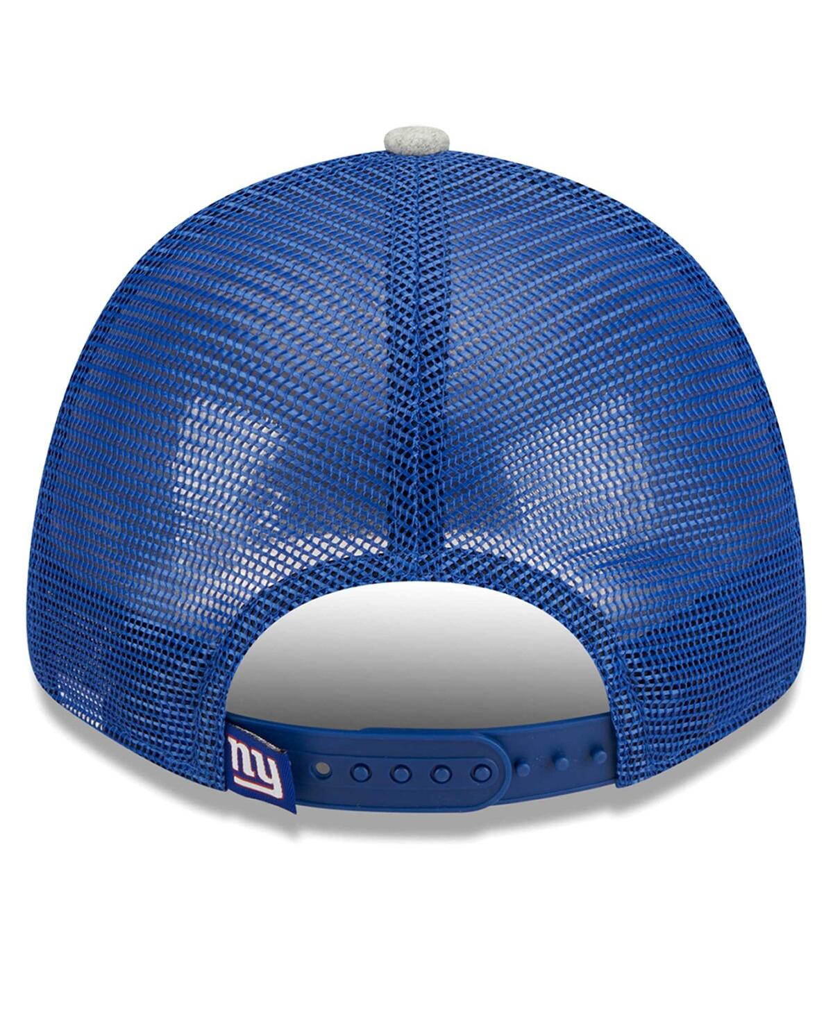 New Era Men's  Heather Gray, Royal New York Giants Pop Trucker 9forty Adjustable Hat In Heather Gray,royal