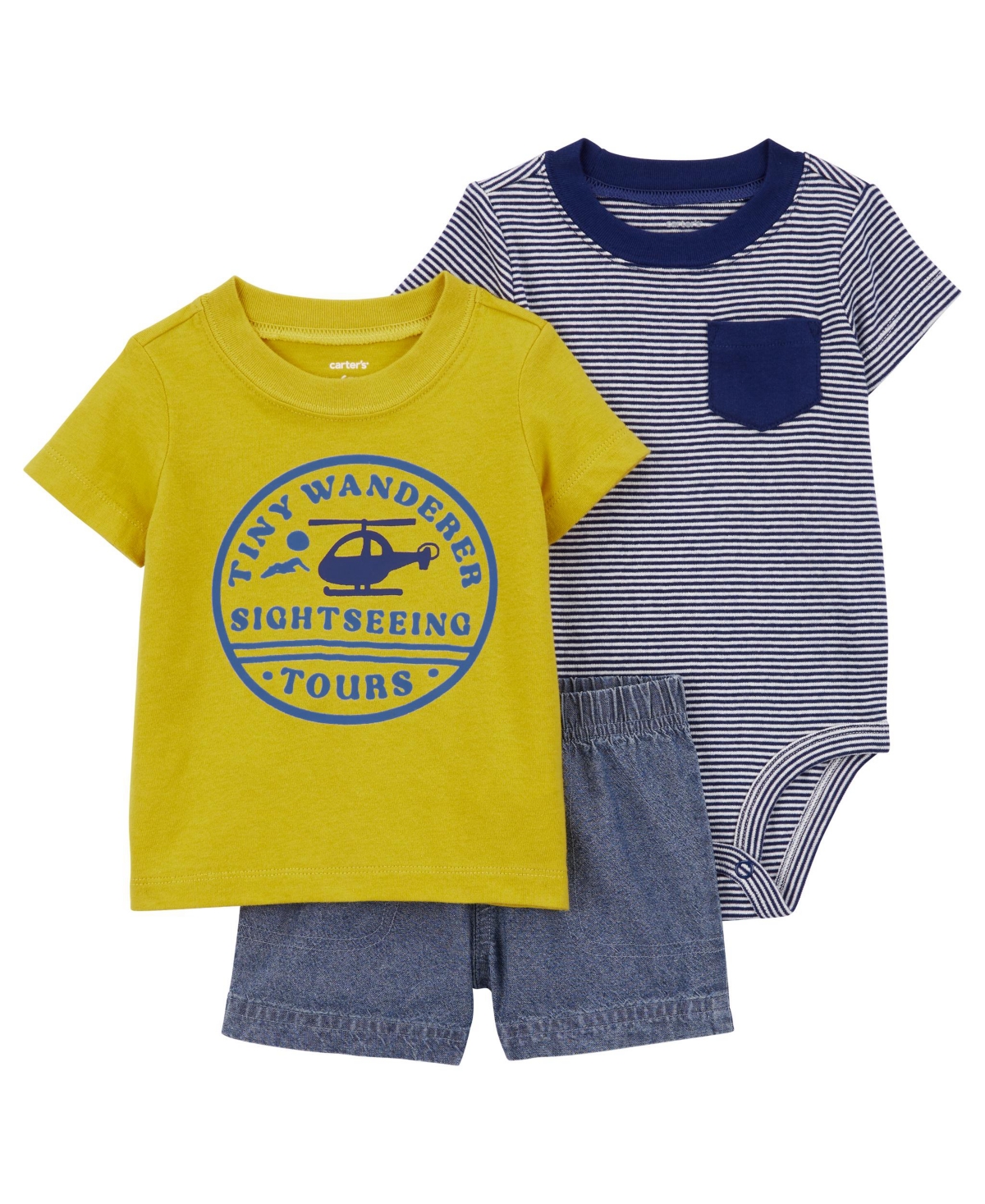 Shop Carter's Baby 3 Piece Little Short Set In Yellow