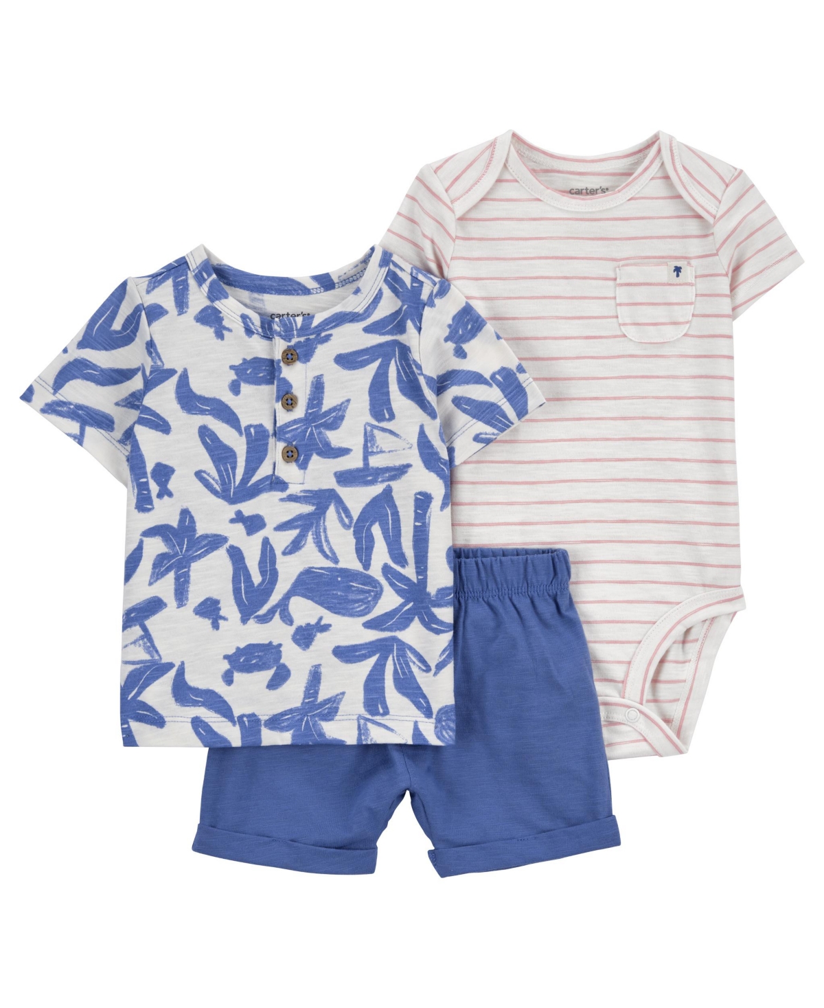 Shop Carter's Baby 3 Piece Whale Little Short Set In Blue