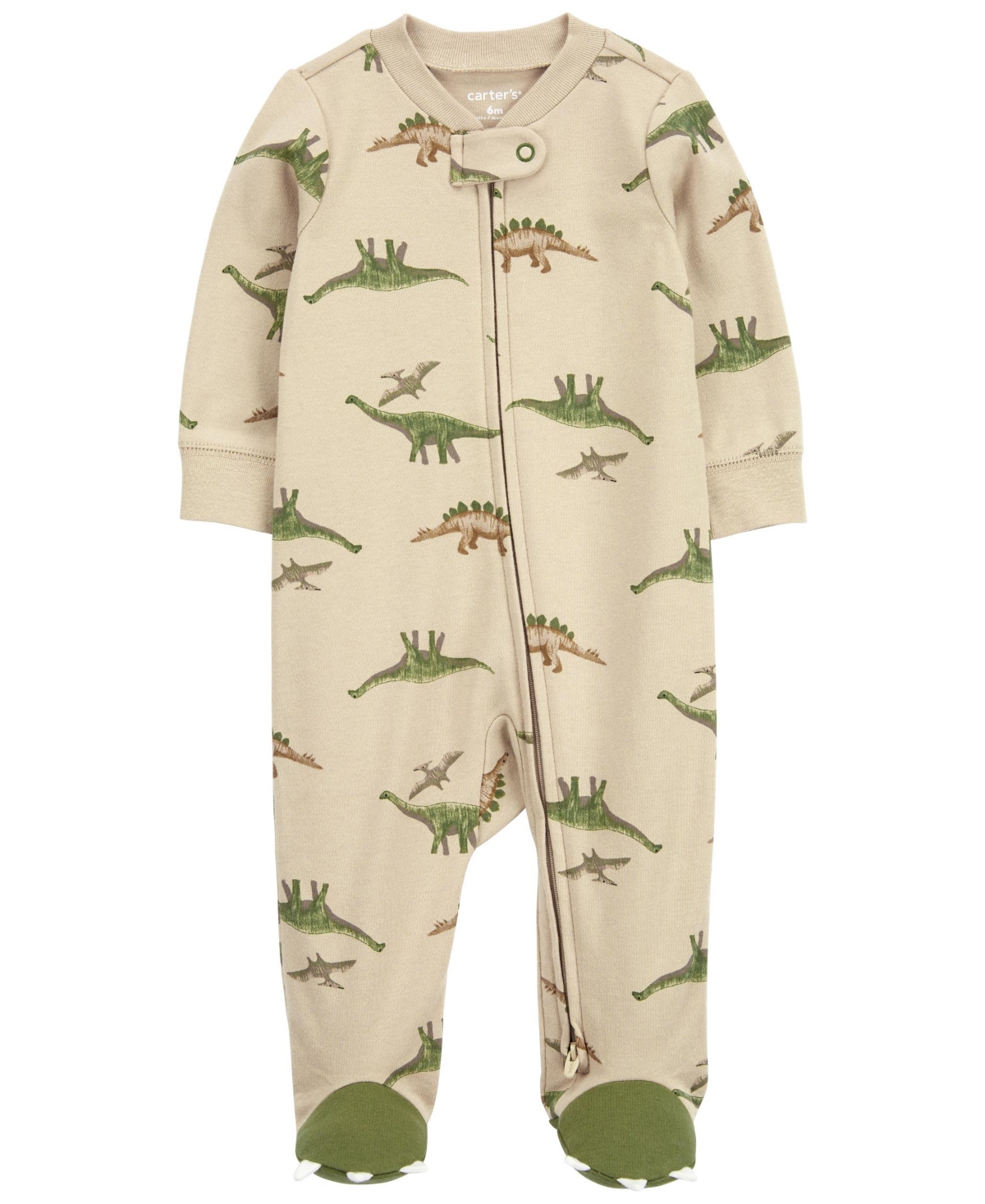 Shop Carter's Baby Dinosaur 2-way Zip Cotton Sleep And Play Coverall In Green