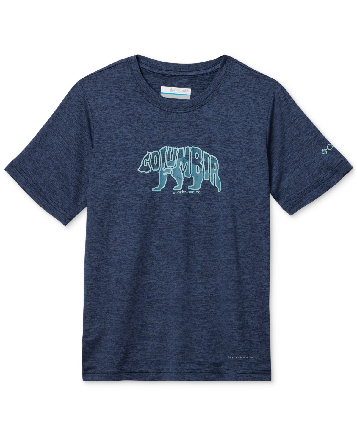 Shop Columbia Big Boys Mount Echo Short Sleeves T-shirt In Collegiate Navy,bearly Stroll