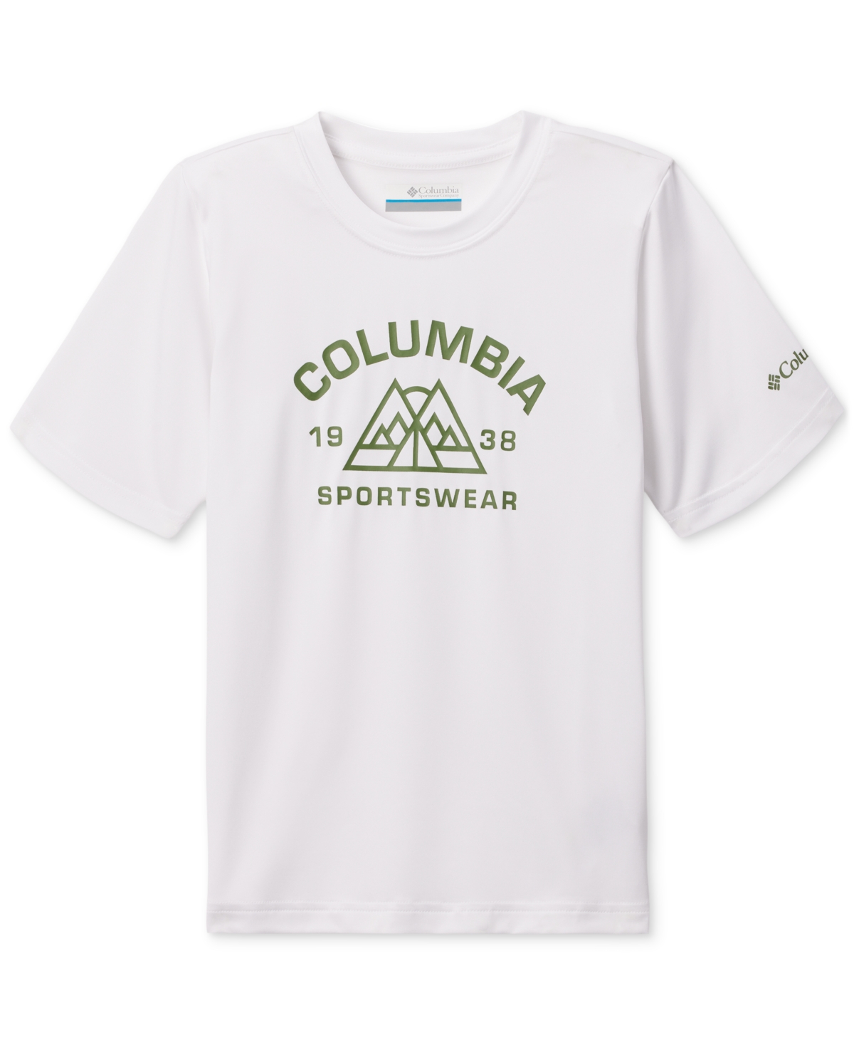 Shop Columbia Big Boys Mount Echo Short Sleeves T-shirt In White,peaked Badge