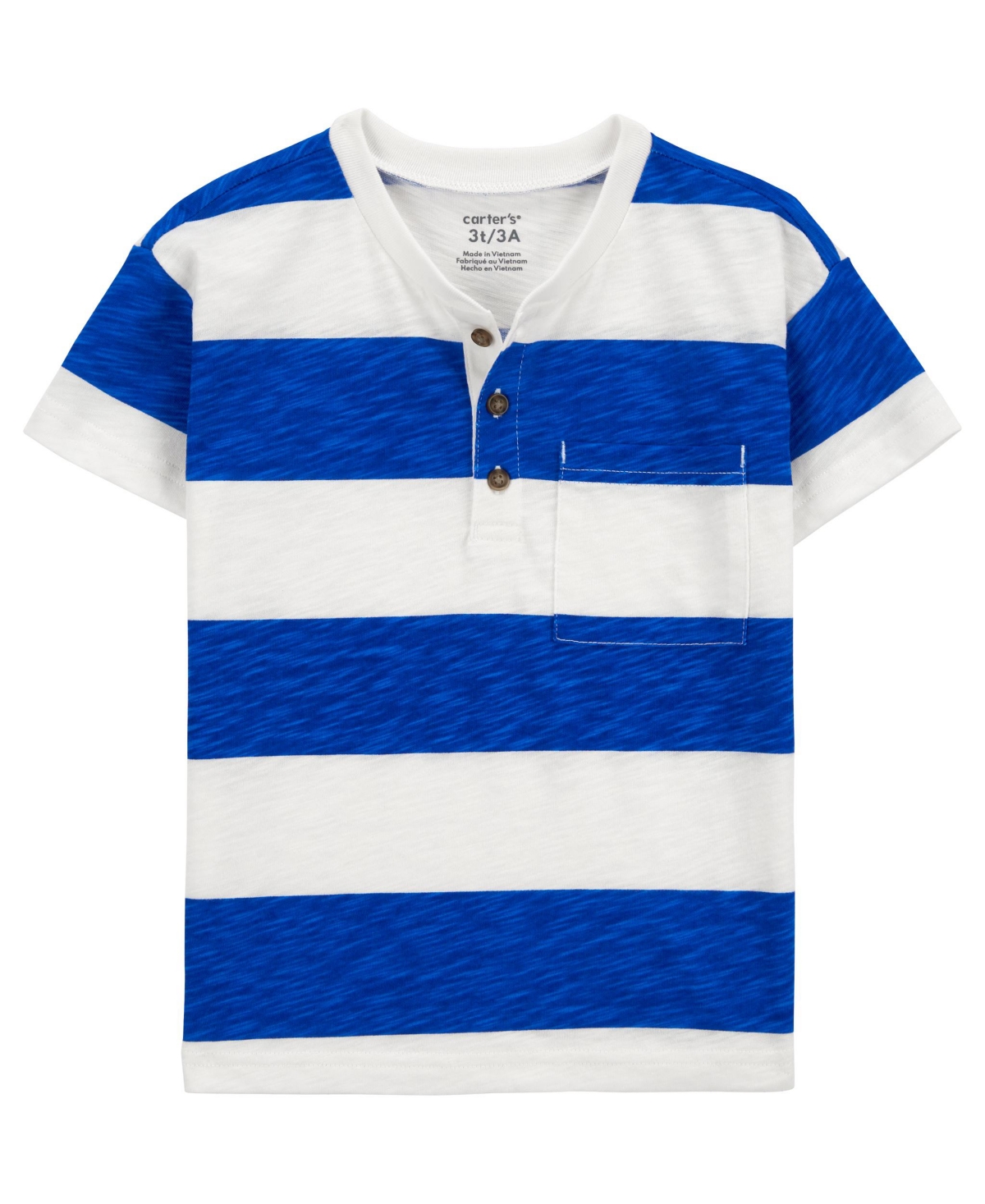 Shop Carter's Toddler Striped Jersey Henley In Blue