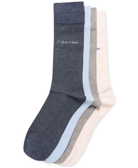 Носки Flat-Knit для мужчин, средней высоты, 4 шт. — Calvin Klein, цвет: Синий / Светлый синий