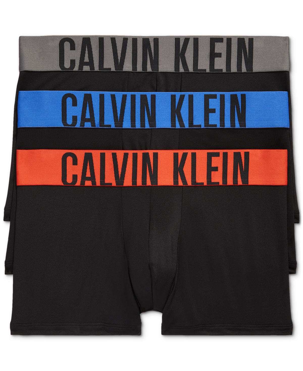 Calvin Klein Intense Power Logo Waistband Micro Low Rise Trunks, Pack Of 3 In Mdj Black