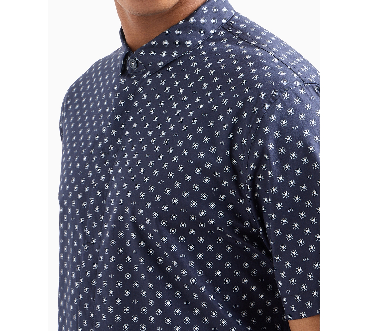 A|X Armani Exchange Men's Slim-Fit Tonal Geo Logo-Print Button-Down Shirt