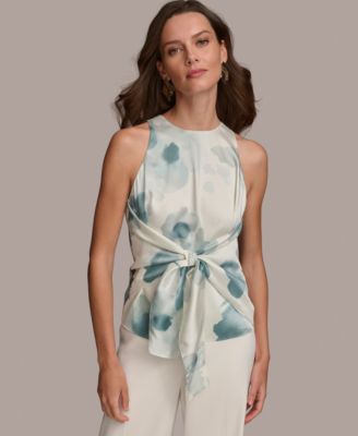 Donna Karan New York - Women's Sleeveless Satin Tie-Front Top