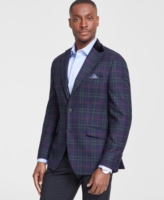 Tallia Men's Slim-Fit Wool Blend Sport Coat - Navy/green