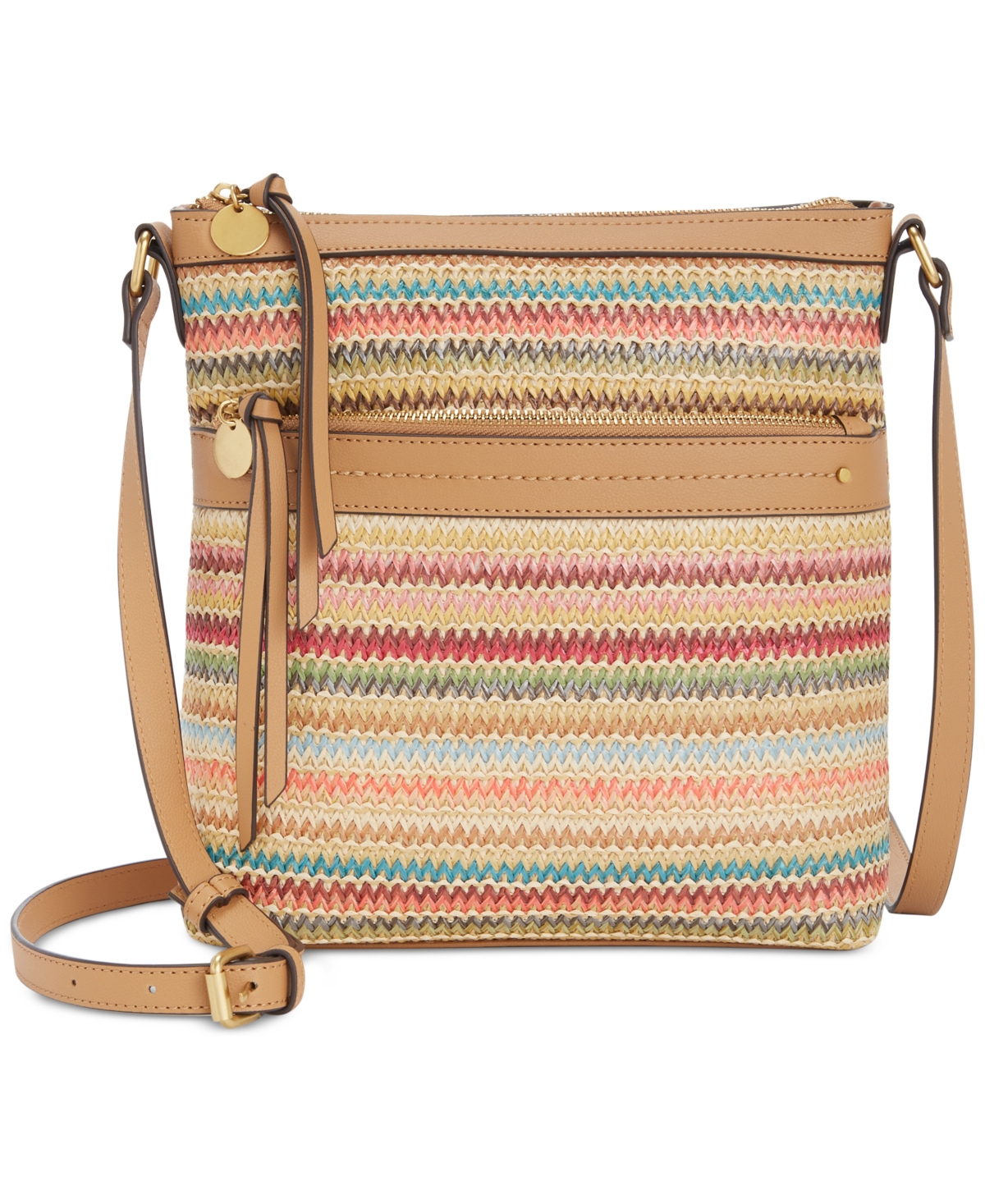 Style & Co Straw North South Crossbody Bag, Created For Macy's In Multi