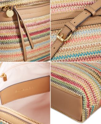 Straw North South Crossbody Bag