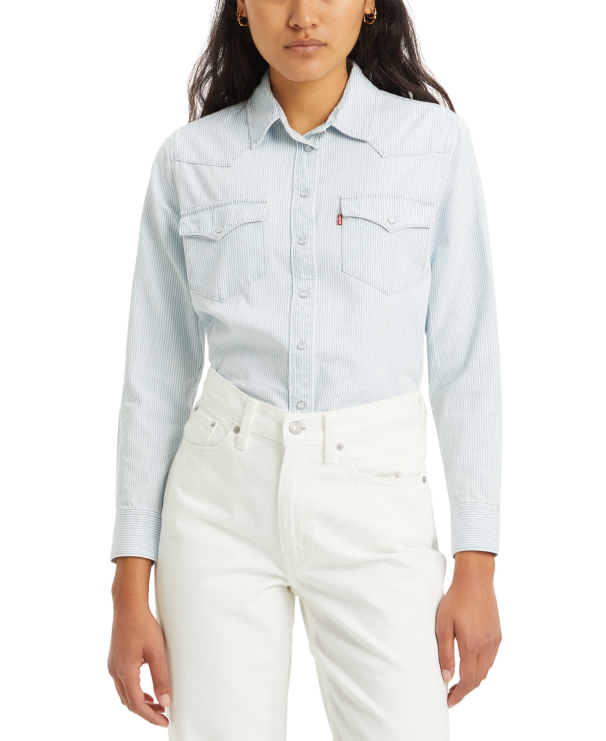 Shop Levi's Women's The Ultimate Western Cotton Denim Shirt In Smell Ya Later