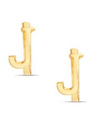 Gold-Tone Letter "A" Initial Huggie Hoop Earring
