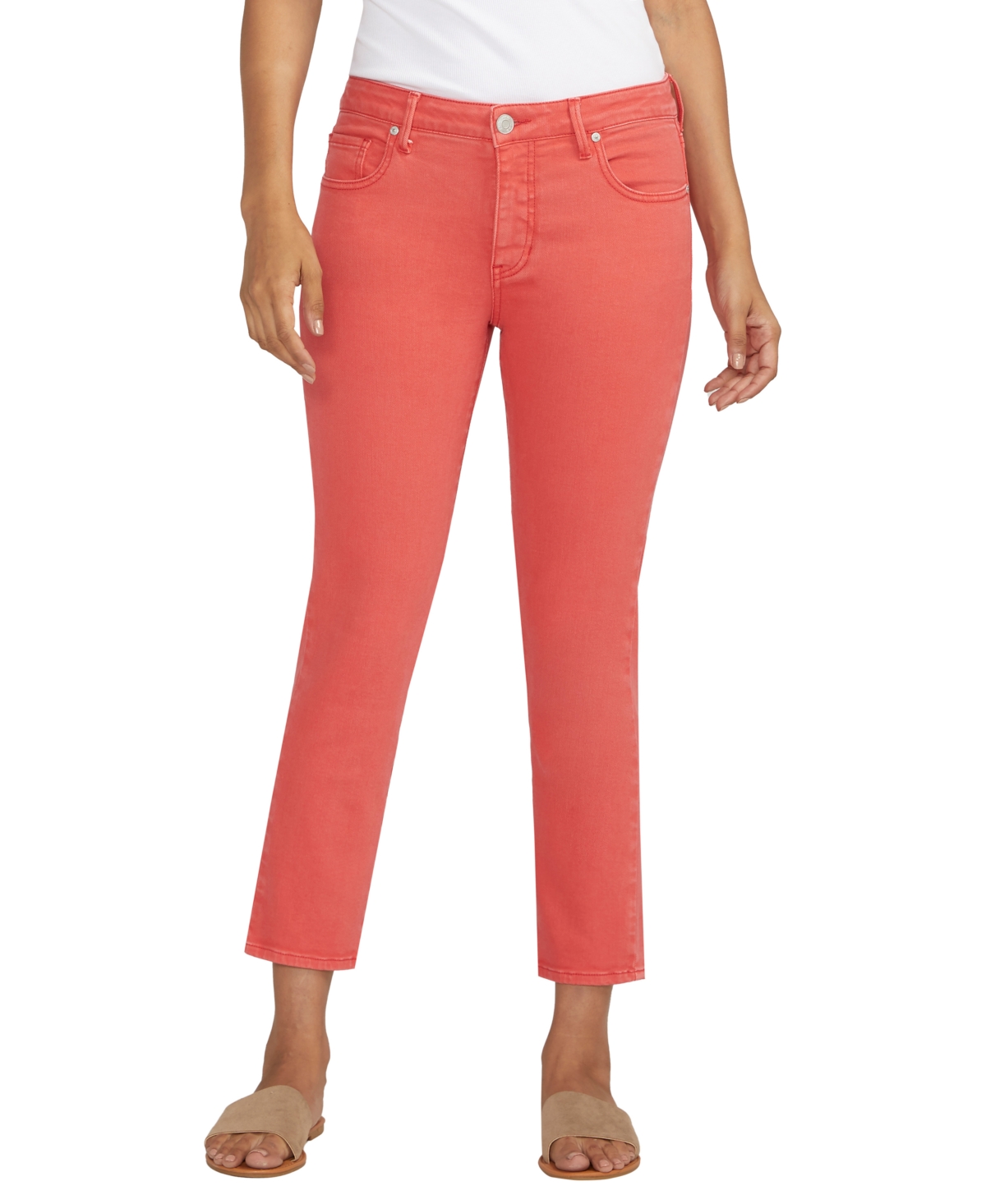 Jag Plus Size Cassie Mid Rise Cropped Pants In Salsa